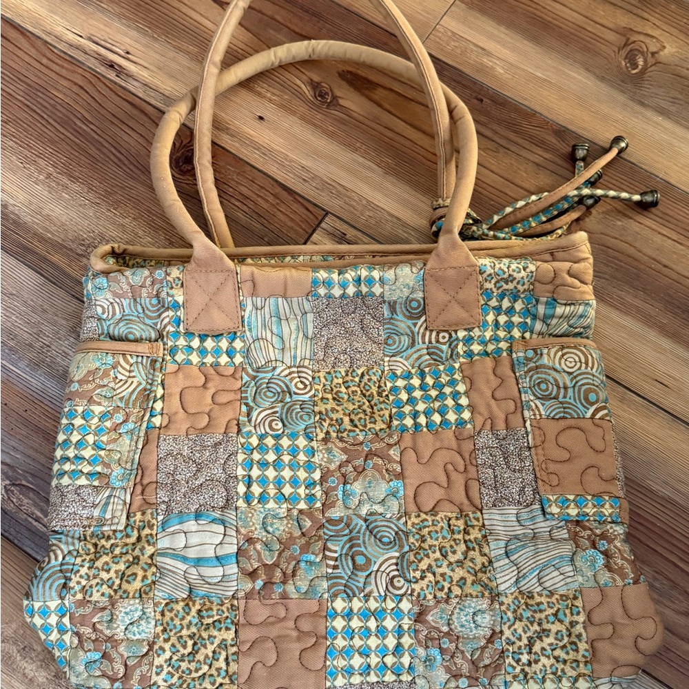 Donna Sharp Quilted Patchwork Purse Handba Double… - image 2